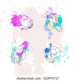diamond shapes with splashes of color