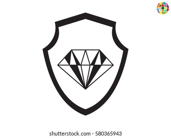 Diamond, Shield, insurance, icon, vector illustration eps10