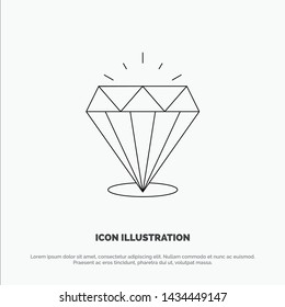 Diamond, Shine, Expensive, Stone Line Icon Vector