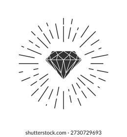 Icono gráfico de brillo de diamante. Signo de la piedra preciosa del brillo aislado en el fondo blanco. Ilustración vectorial