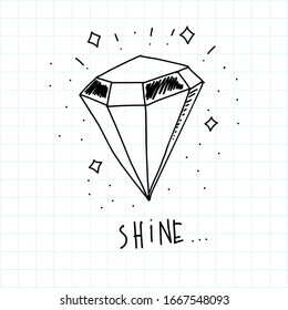 diamond shine hand drawn, vector