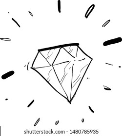 diamond shine hand drawn white background