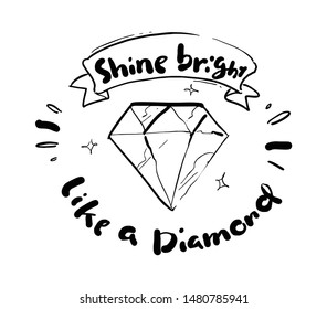 diamond shine hand drawn white background