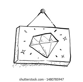 diamond shine hand drawn white background