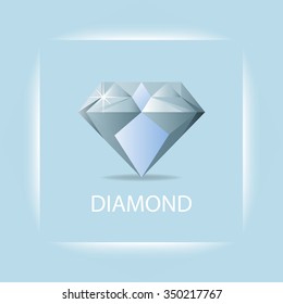 Diamond with shine, symbol, icon, vector illustration