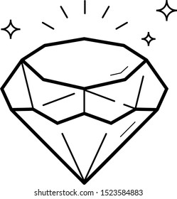 Diamond shine. Vector outline icon.