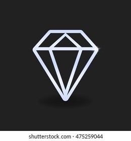 Diamond shines on a black background  with a shadow vector illustration