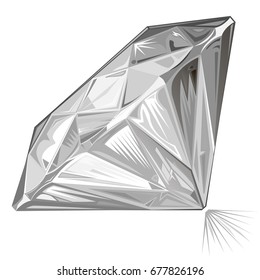 Diamond side view isolated on white background, vector illustration