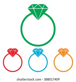 Diamond sign. Colorfull set