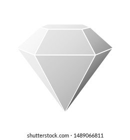 Diamond sign flat style icon isolated on white background. Jewelry symbol. Gem stone. 3D diamond icon. Vector illustration