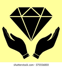 Diamond sign. Flat style icon vector illustration.