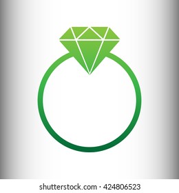 Diamond sign. Green gradient icon