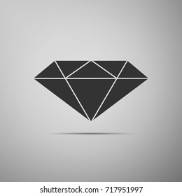 Diamond sign icon isolated on grey background. Jewelry symbol. Gem stone. Flat design. Vector Illustration