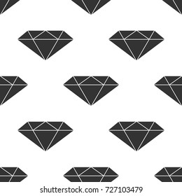 Diamond sign icon seamless pattern on white background. Jewelry symbol. Gem stone. Flat design. Vector Illustration