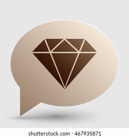 Diamond sign illustration. Brown gradient icon on bubble with shadow.