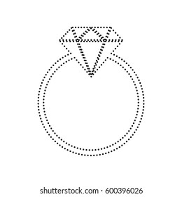 Diamond sign illustration. Vector. Black dotted icon on white background. Isolated.