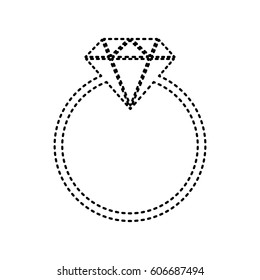 Diamond sign illustration. Vector. Black dashed icon on white background. Isolated.