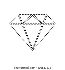 Diamond sign illustration. Vector. Black dashed icon on white background. Isolated.