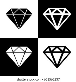 Diamond sign illustration. Vector. Black and white icons and line icon on chess board.