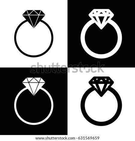 Diamond sign illustration. Vector. Black and white icons and line icon on chess board.