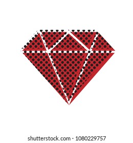 Diamond sign illustration. Vector. Brown icon with shifted black circle pattern as duplicate at white background. Isolated.