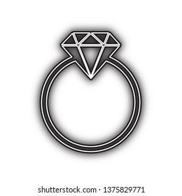 Diamond sign illustration. Vector. Double contour black icon with soft shadow at white background. Isolated.