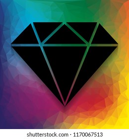 Diamond sign illustration. Vector. Flat style black icon on white.