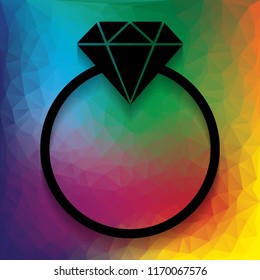Diamond sign illustration. Vector. Flat style black icon on white.
