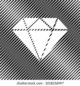 Diamond sign illustration. Vector. Icon. Hole in moire background.