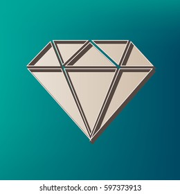 Diamond sign illustration. Vector. Icon printed at 3d on sea color background.