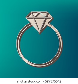 Diamond sign illustration. Vector. Icon printed at 3d on sea color background.