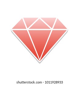 Diamond sign illustration. Vector. Reddish icon with white and gray shadow on white background. Isolated.