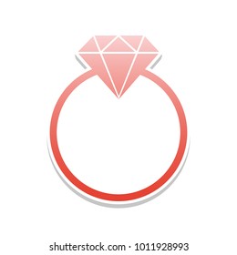 Diamond sign illustration. Vector. Reddish icon with white and gray shadow on white background. Isolated.