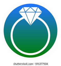 Diamond sign illustration. Vector. White icon in bluish circle on white background. Isolated.