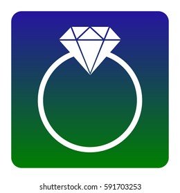 Diamond sign illustration. Vector. White icon at green-blue gradient square with rounded corners on white background. Isolated.