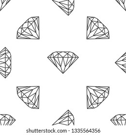 Diamond sign isolated seamless pattern on white background. Jewelry symbol. Gem stone. Flat design. Vector Illustration
