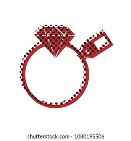 Diamond sign with tag. Vector. Brown icon with shifted black circle pattern as duplicate at white background. Isolated.