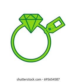 Diamond sign with tag. Vector. Lemon scribble icon on white background. Isolated