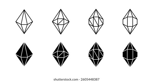 Diamond silhouettes. Diamond Shapes. Diamond icons. Diamond icons in flat style. Gemstone icons.
