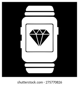 Diamond simple icon on smart watch. vector illustration