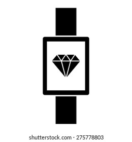 Diamond simple icon on smart watch. vector illustration