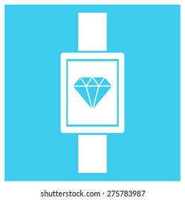 Diamond simple icon on smart watch. vector illustration