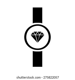 Diamond simple icon on smart watch. vector illustration