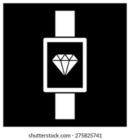 Diamond simple icon on smart watch. vector illustration