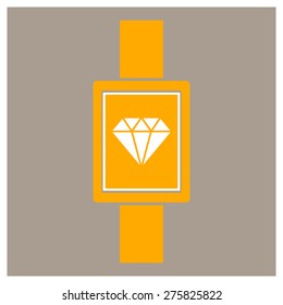 Diamond simple icon on smart watch. vector illustration