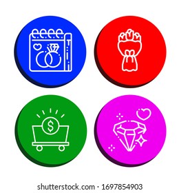 diamond simple icons set. Contains such icons as Wedding day, Bouquet, Mine, Diamond, can be used for web, mobile and logo