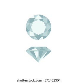 Diamond Simple Illustration In Top And Side Views.