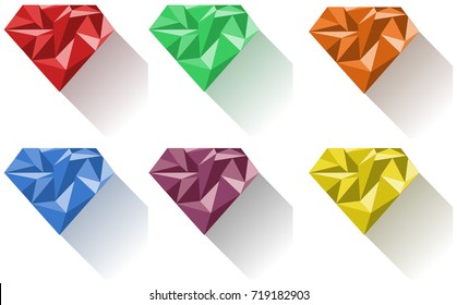 Diamond in six colors illustration