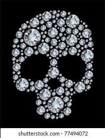 Diamond Skull  On Black Background