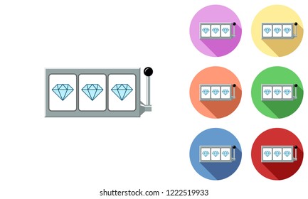 Diamond slot reels icon set